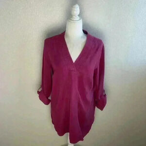Soft Surroundings Berry Maelle Tab Sleeve Tunic Top Size‎ S